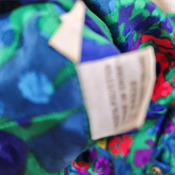 1980s Abstract Floral RlDrape Blouse S/M - Picture 7 of 10